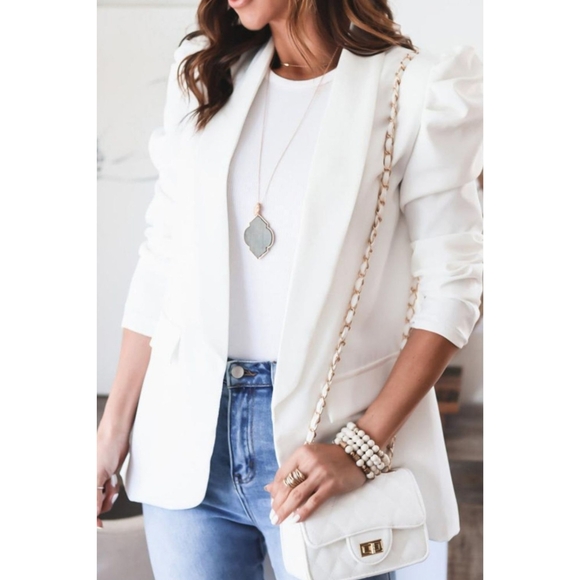 (Out of Stock) Brown Puff Sleeve Blazer - Picture 9 of 9